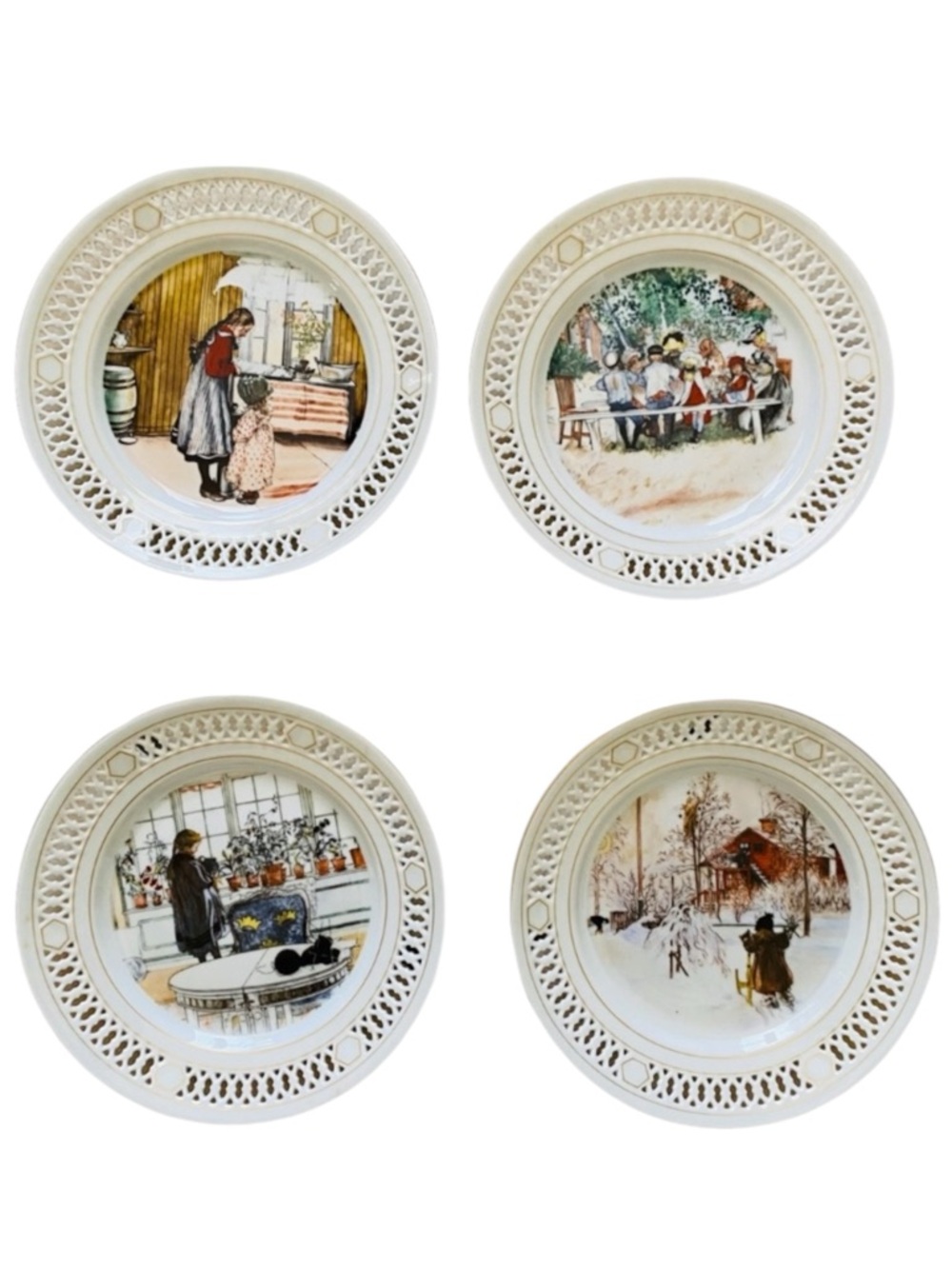 Vintage Plates Bing & Grondalh Copenhagen Porcelain Carl Larsson Scandinavian